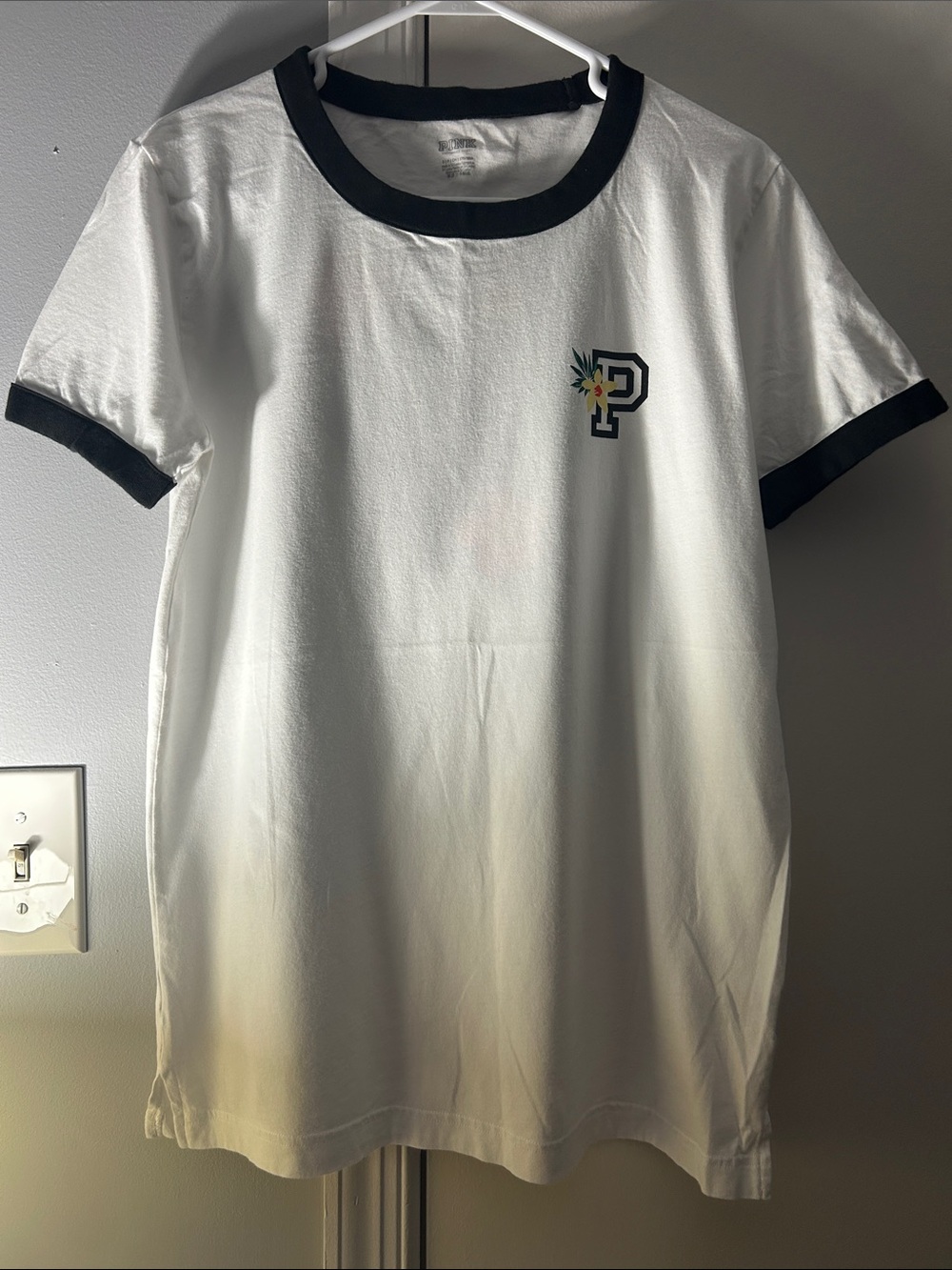 PINK Victoria's Secret White Tee with Black Trim